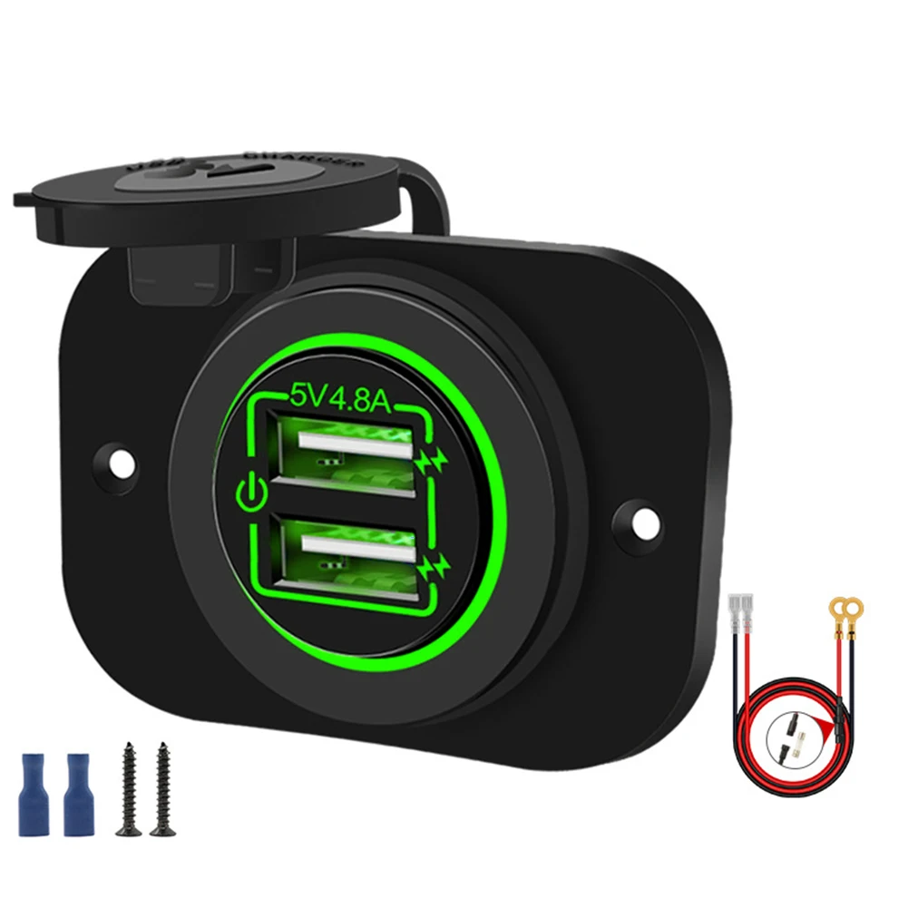 

Marine Waterproof 12V 10A Dual 5V/4.8A USB Car Charger Power Outlet On/Off For Most DC 12-24V Cars Motorcycles ATVs UTVs Boat