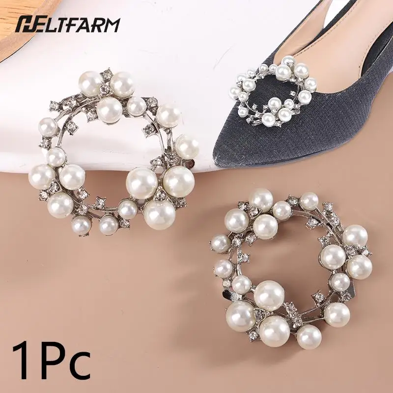 

1 шт. Цветок для обуви, женская обувь, зажим «сделай сам», жемчуг, очаровательные ювелирные изделия, металлическая пряжка, украшения на высок...