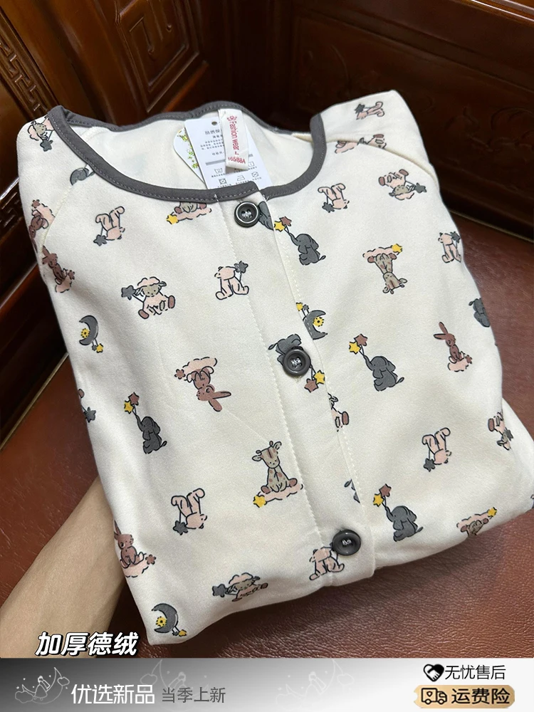 Женская бархатная Пижама с милым мультяшным принтом Новинка осени 2024 свободные