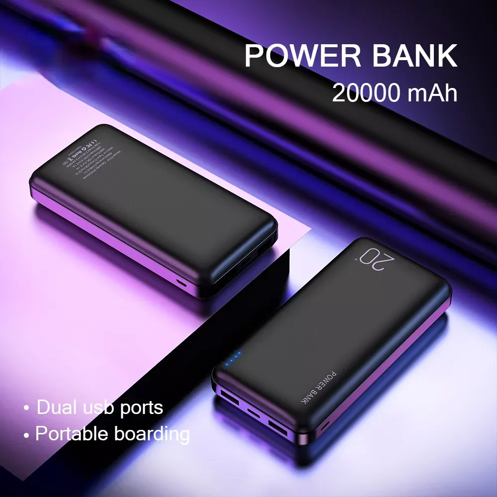 

NEW2023 10000/20000mAh Power Bank for iPhone Universal Powerbank Charger Dual USB Port Portable External Battery for Xiaomi 12