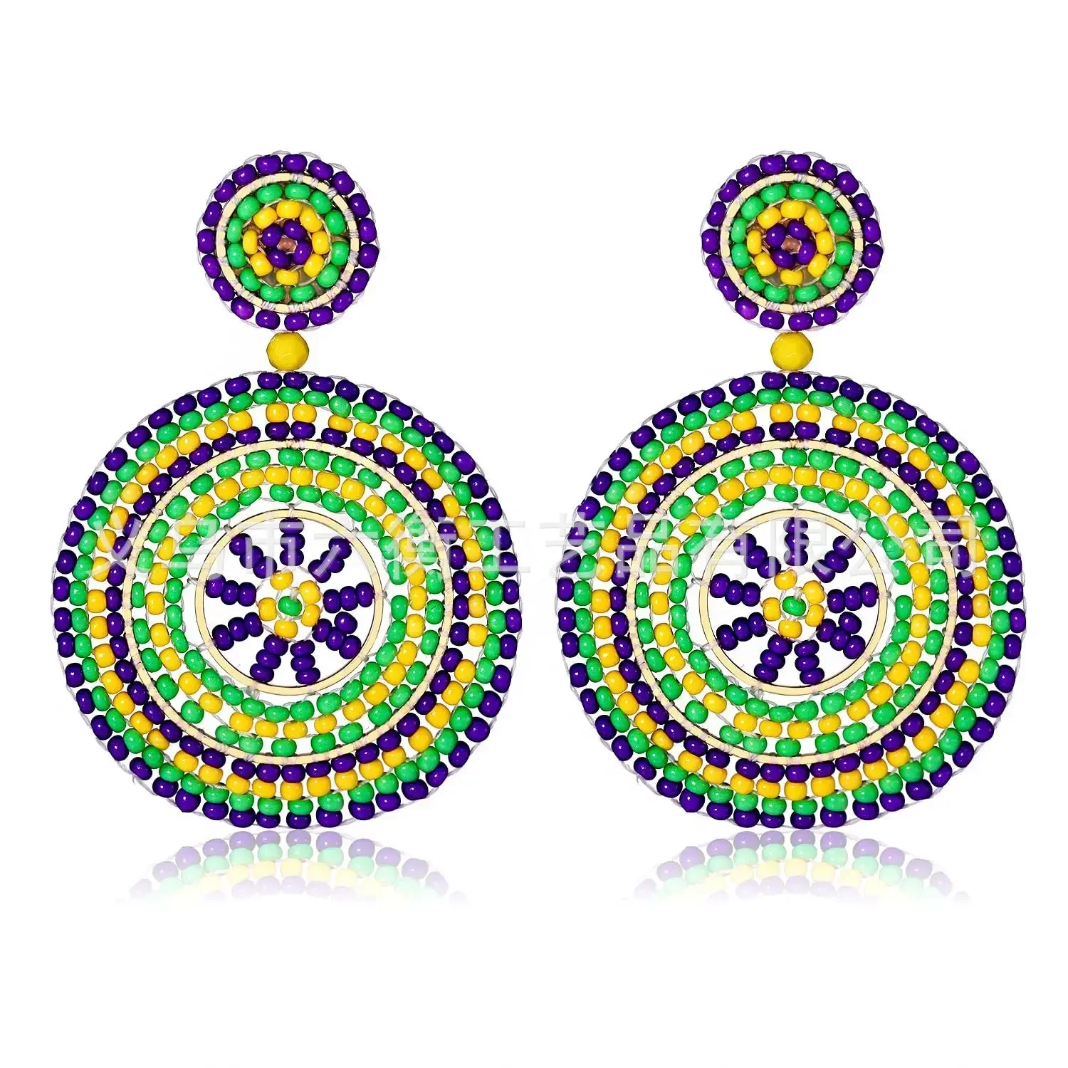 Богемные красочные изогнутые серьги с бусинами и крючками для девочек винтажные