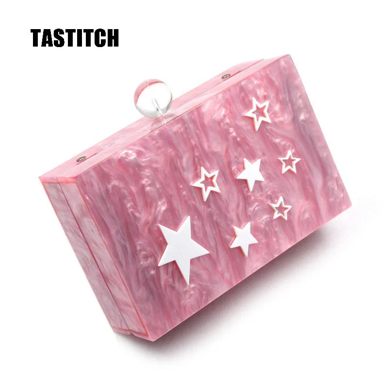 

New Acrylic Cute Leather Bag And Handbag Evening Bag Letter Star Geometric bag Ladies Women Chain Messenger Bags