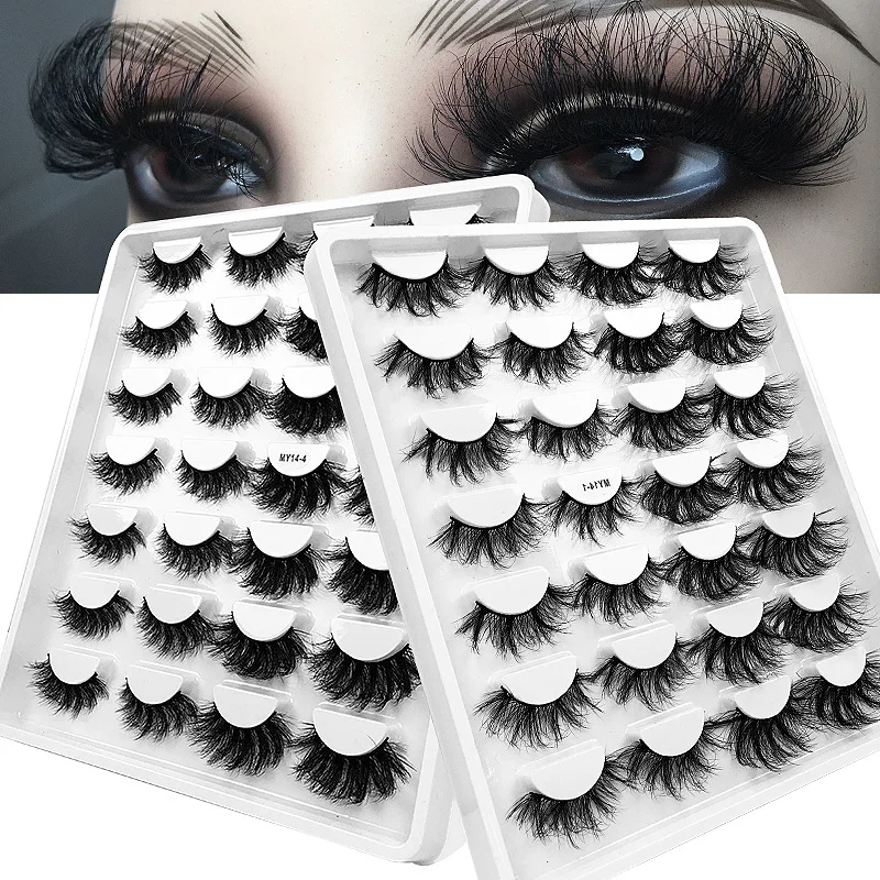 

14pairs 8D mink fluffy fake lashes extension supplies makeup faux cils maquillage korean fashion cosplay Curling false eyelashes