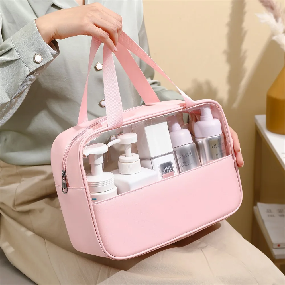 

Patchwork Cosmetic Bag Makeup Storag Bag Translucent Large Capacity Bath Bag Organizer Waterproof Portable Travel Storage Bag