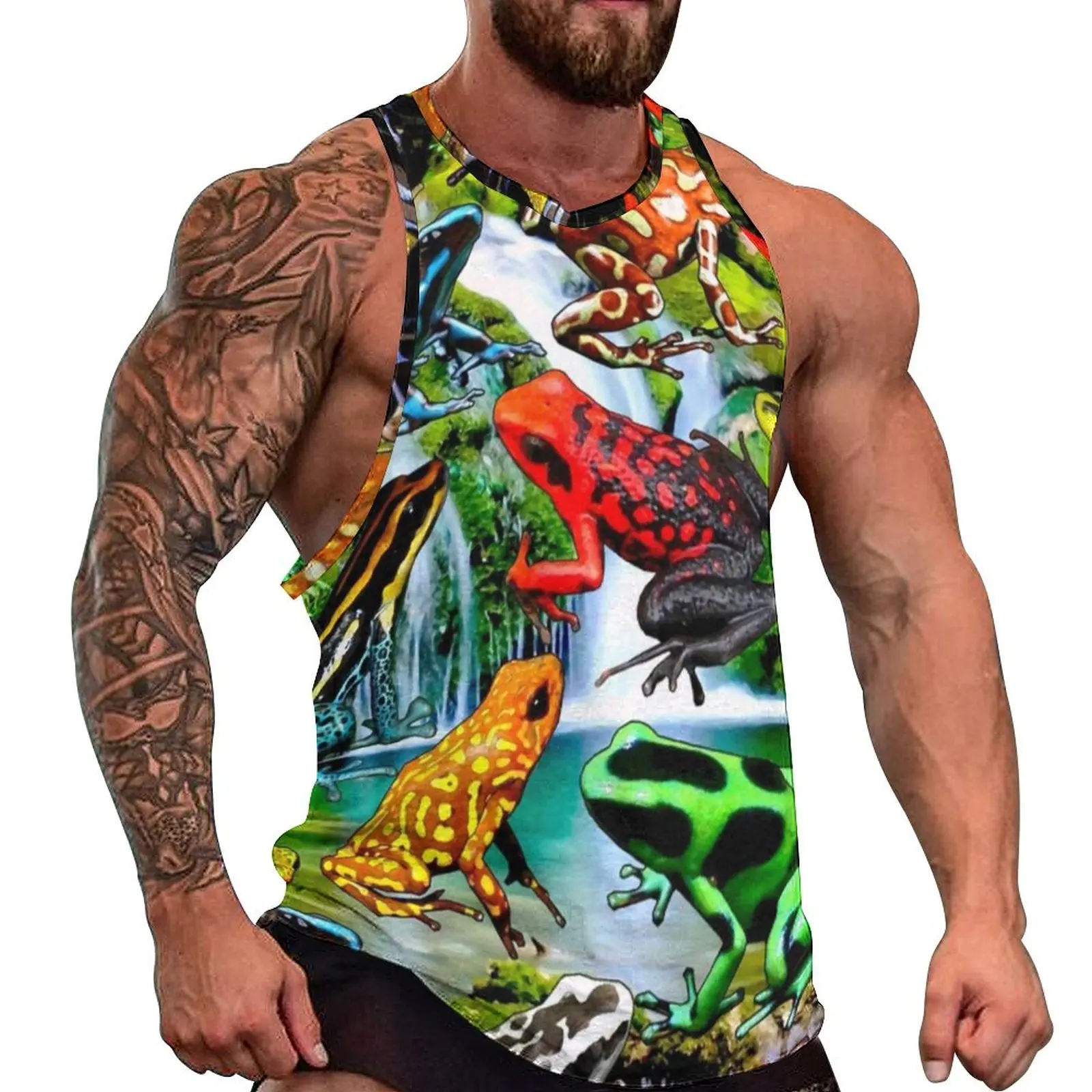 

Rainforest Frog Tank Top Male Colorful Poison Frogs Tops Summer Graphic Bodybuilding Fashion Oversized Sleeveless Shirts