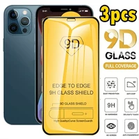 9d 3pcs full cover tempered glass on iphone 11 12 pro max xs xr 7 8 6s plus screen protector for iphone 13 12 11 protective flim
