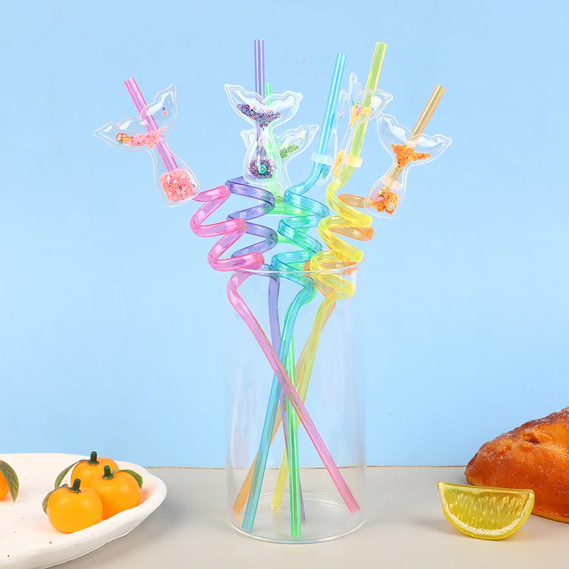 

Cartoon Food -grade Plastic Drinking Straws Kids Birthday Party Decor Tableware Colorful Reusable Eco Straws