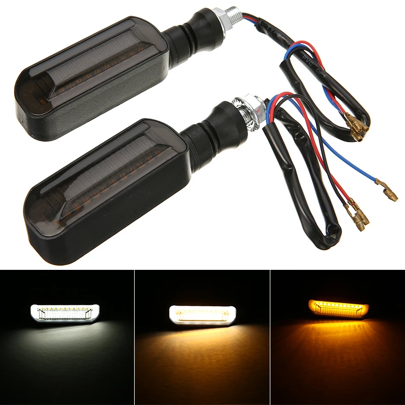 

2pcs Motorcycle Turn Signal Lights MotorBike Daytime Running Lamps 12V 3 Light Modes Waterproof Moto Flowing Indicator Lamp