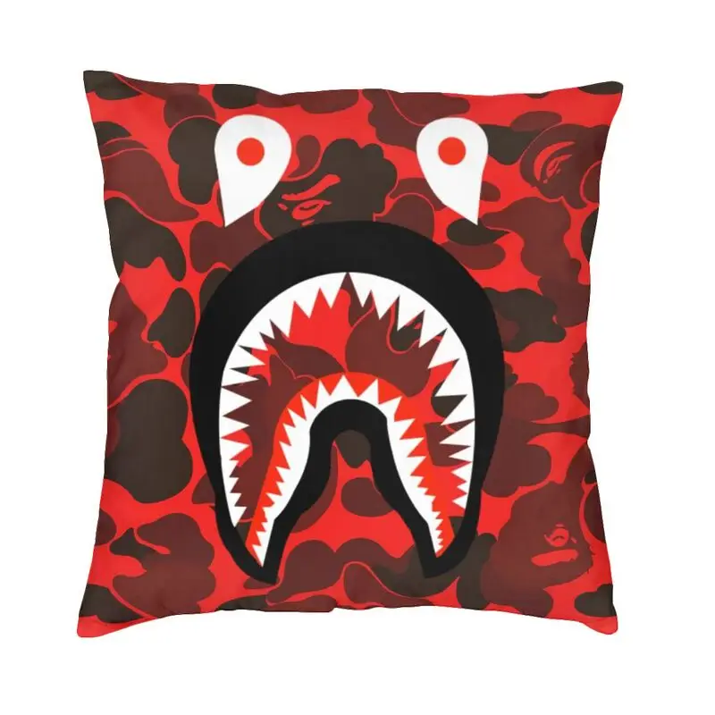 

Bape Shark Camo Cushion Cover Sofa Home Decorative Camouflage Pattern Square Throw Pillow Case 45x45 Decorative Pillowcases