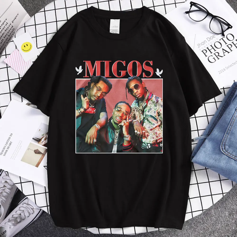 

Футболка Migos Женская/мужская в готическом стиле, смешные хипстерские футболки с графическим принтом, модная мужская рубашка в стиле оверсай...