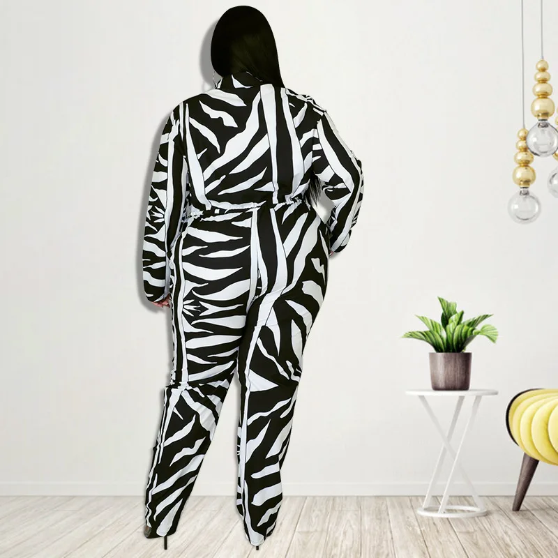 Plus Size Chic Elegant Women Jumpsuits Striped Button Belt Outfit Lady Outwear Designer Pant 2023 Spring Female Fashion Jumpsuit
