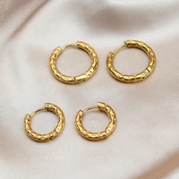 1pair womenman stainless steel geometric circle hoops earring simple unique round piercing huggie earrings party jewelry gifts