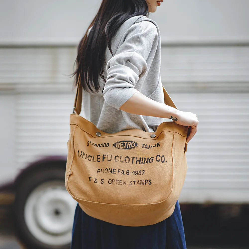 Words Print Unisex Canvas Bag For Men Retro Style Shoulder Bag For Women Casual Shopping Crossbody Phone MessagerBag