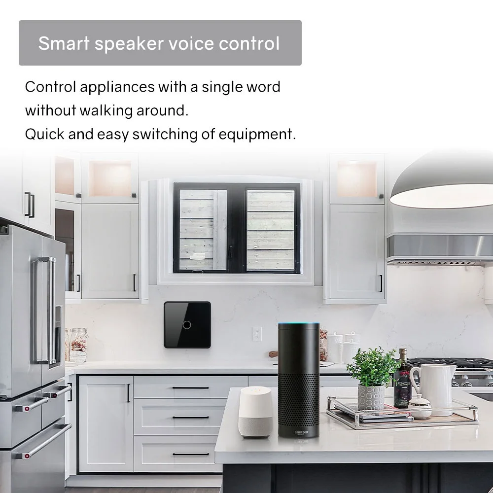 Фото Smartier EU Smart Wi-Fi настенный сенсорный переключатель 4-гласильная стеклянная панель с металлическим каркасом электрический выключатель света Tuya умный переключатель №5