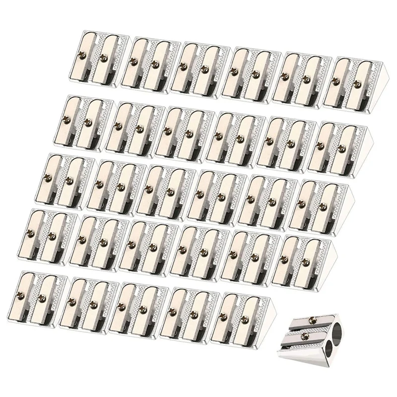 

36 Pack Metal Pencil Sharpeners Silver Double Hole Aluminum Alloy Manual Pencil Sharpeners For Most Size Pencils