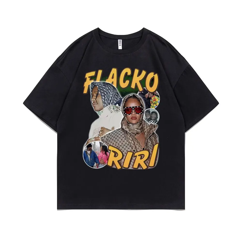 Asap Rocky Fiacko Riri Graphic Print Tshirt Rapper Vintage T-shirt Men Women Hip Hop Oversized T Shirts Unisex Fashion Tops Tees