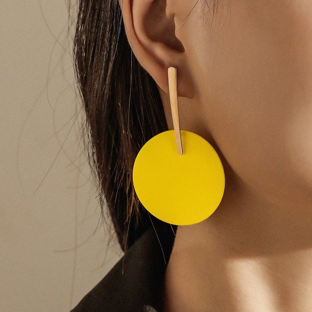 

Simple Exaggerated Earrings For Women Geometric Round Square Green Blue Large Big Earrings Fashion Women's Jewelry Female Gift