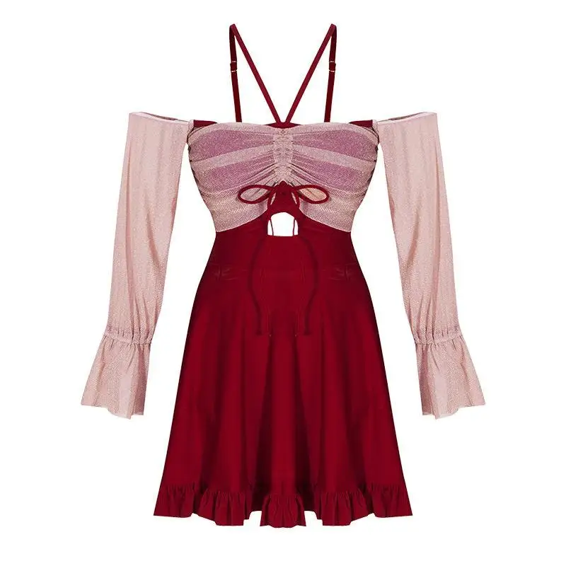 Новый женский слитный купальник без бретелек с кружевом в Корейском стиле на