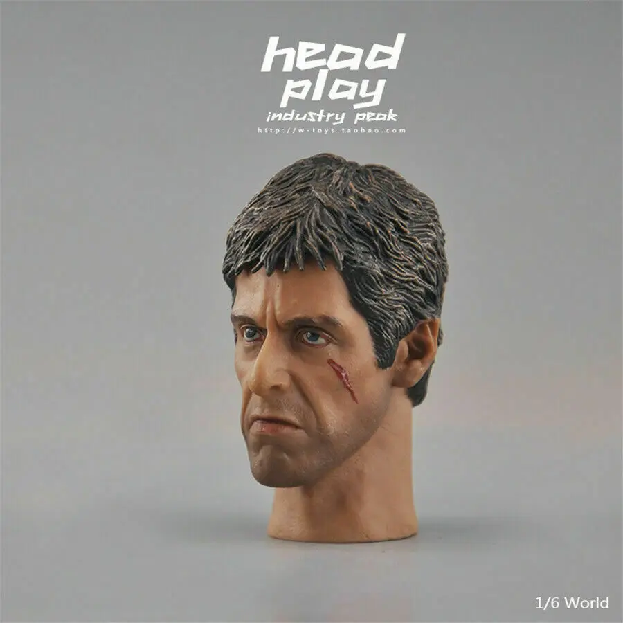 

1/6 Male Soldier Al Pacino Head Sculpt Carving Model Scar on Face Fit 12" Action Figure Body Dolls