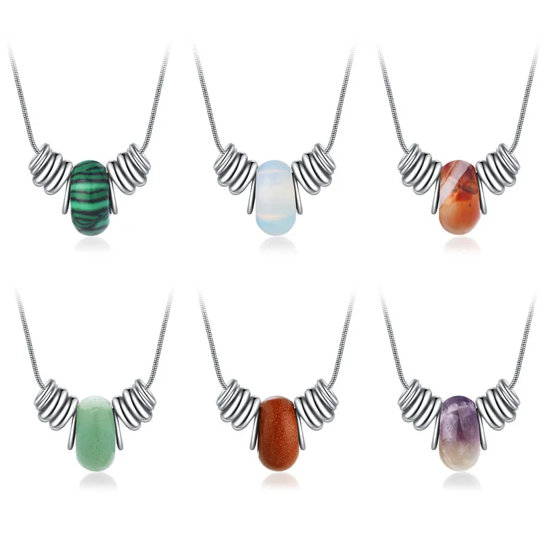 

WANGAIYAO new temperament wild natural crystal necklace female abacus bead crystal stone titanium steel clavicle wedding jewelry
