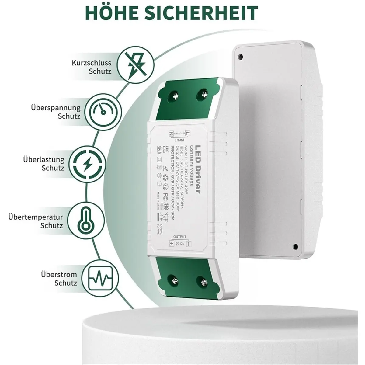 Фото Трансформатор DT36 LED 230В на 12В, блок питания LED 12В DC 30Вт, драйвер LED 2.5А AC/DC, источник питания постоянного напряжения №5