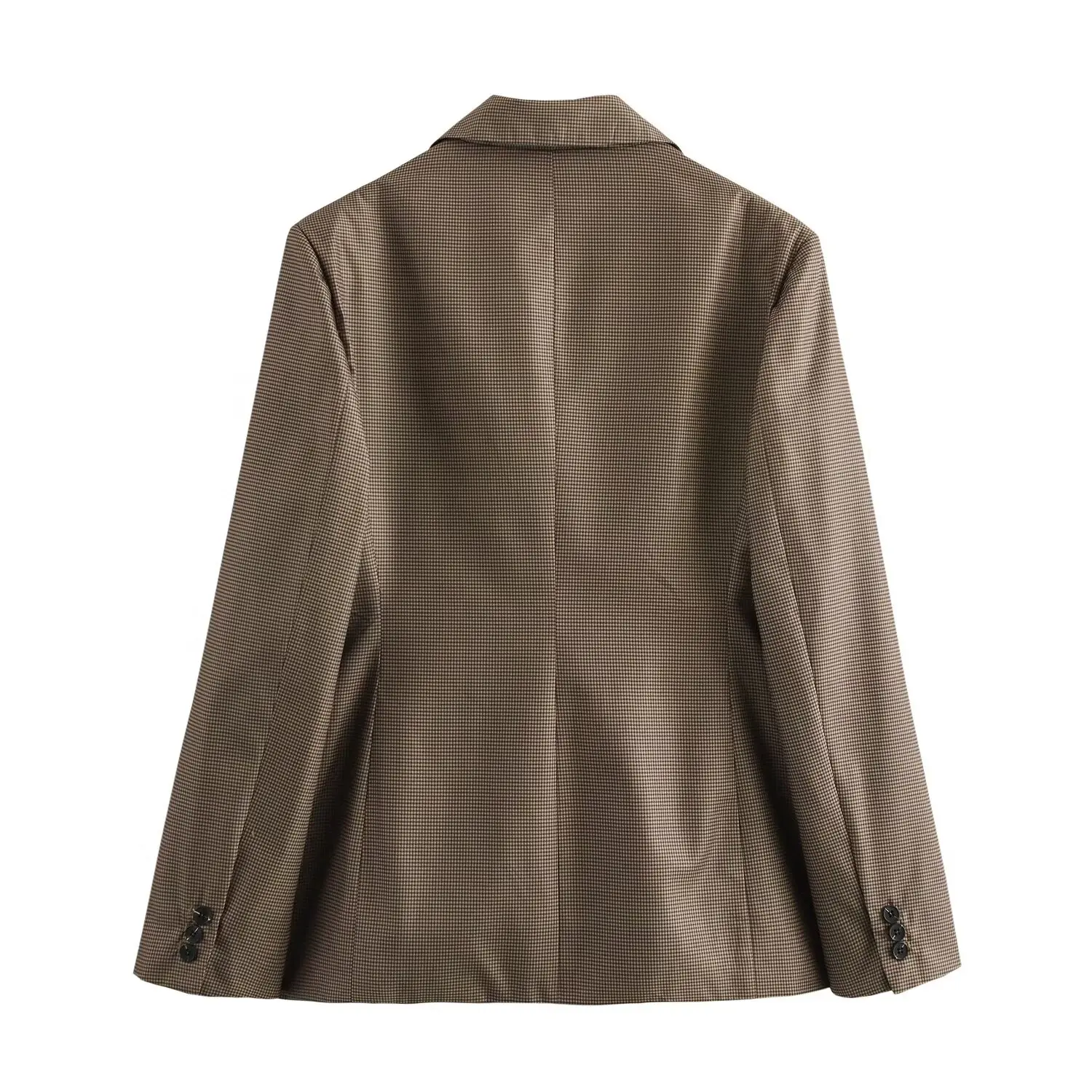 2024 винтажный двубортный офисный женский клетчатый пиджак с карманами свободный