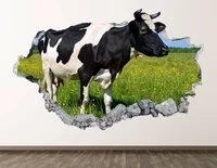 cow wall decal animal farm 3d smashed wall art sticker kids room decor vinyl home poster custom gift kd612