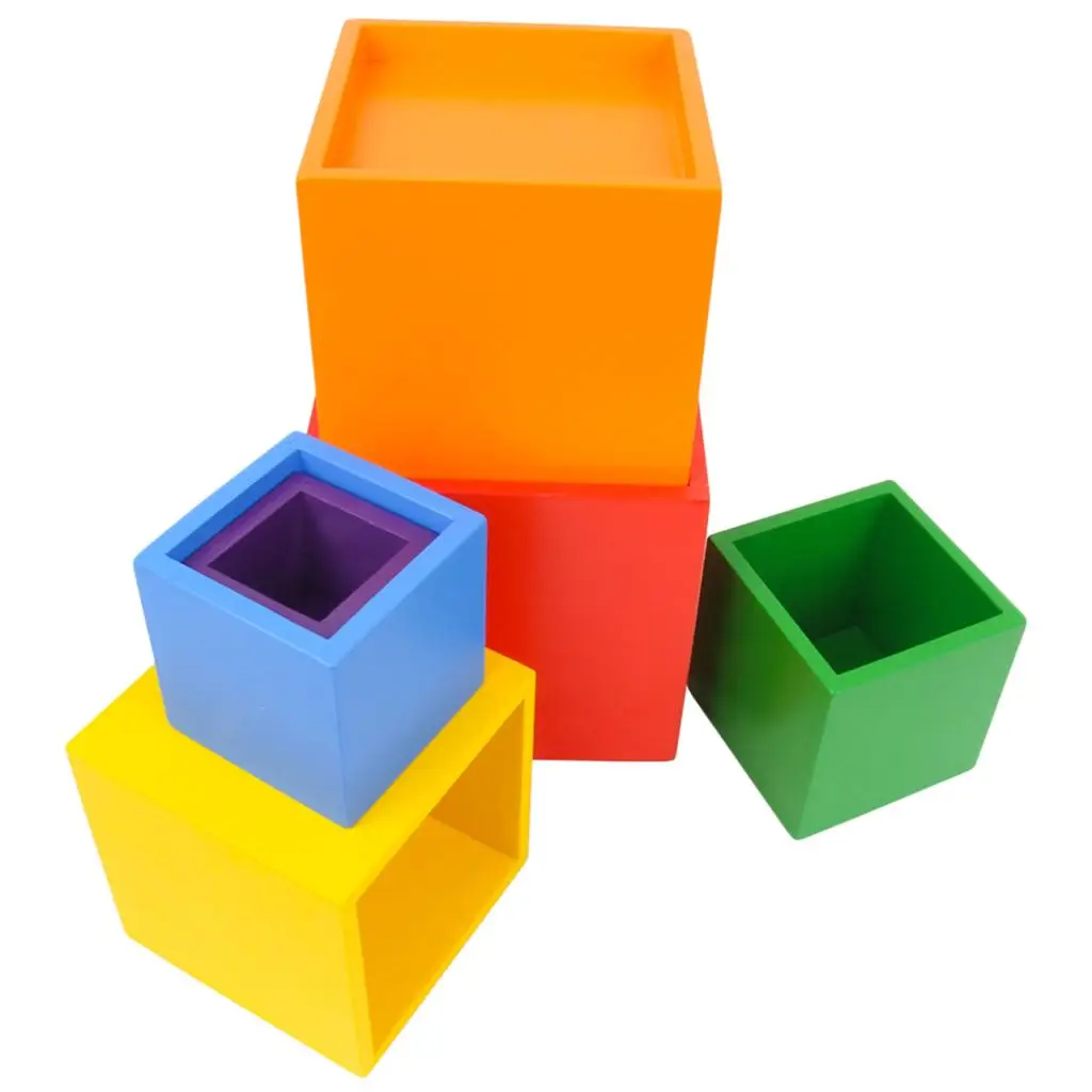 

Wooden Blocks Toy for Toddlers Children - Rainbow Stacking & Nesting Boxes Baby Building Set - Indoor Outdoor Fun Toys