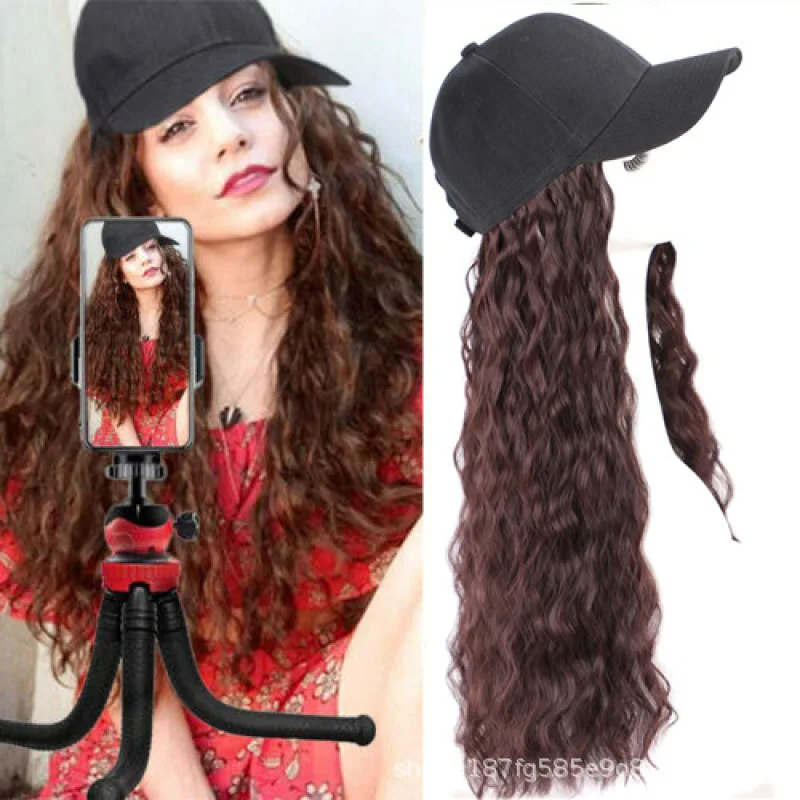 

Women's Wig Hat Fashion Long Curly Big Wave Baseball Cap With Wig