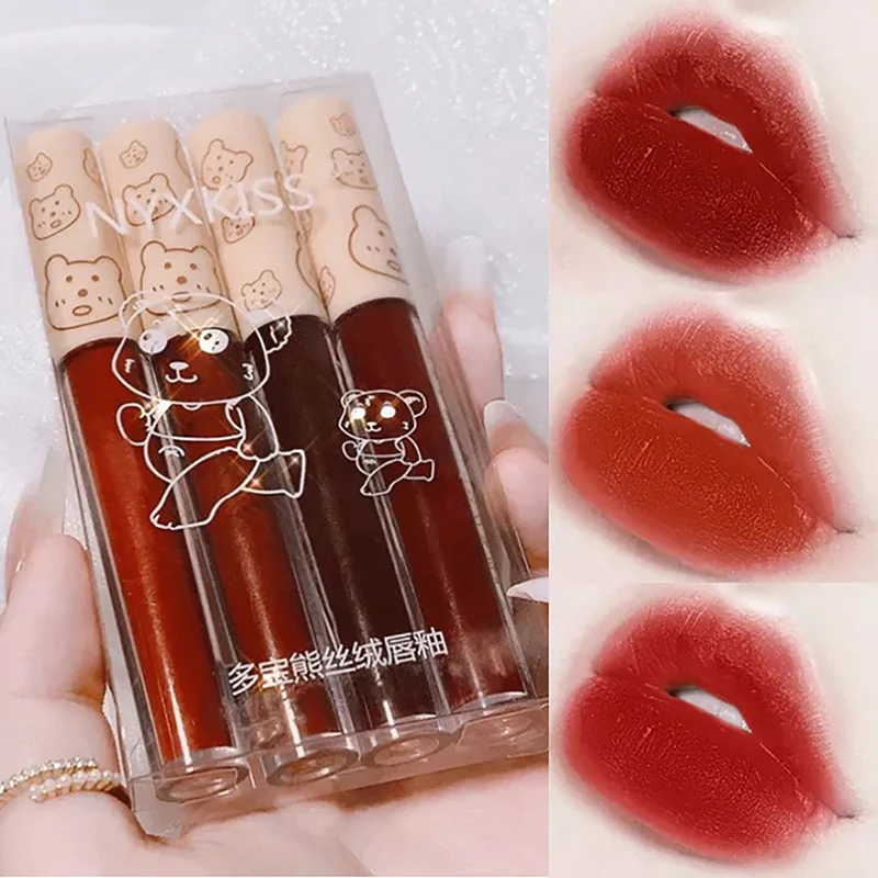 

Нюдовая матовая губная помада 4 цвета стойкая бархатная губная помада водостойкая не выцветающая антипригарная губная помада Женская Косм...