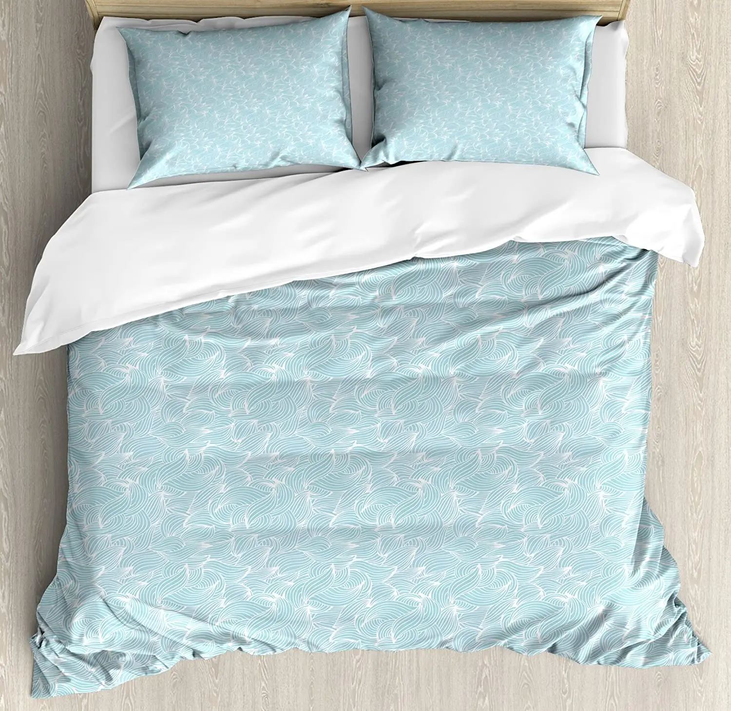 

Abstract Bedding Set For Bedroom Bed Home Ocean Inspired Hand Drawn Wave Pattern Lines an Duvet Cover Quilt Cover And Pillowcase