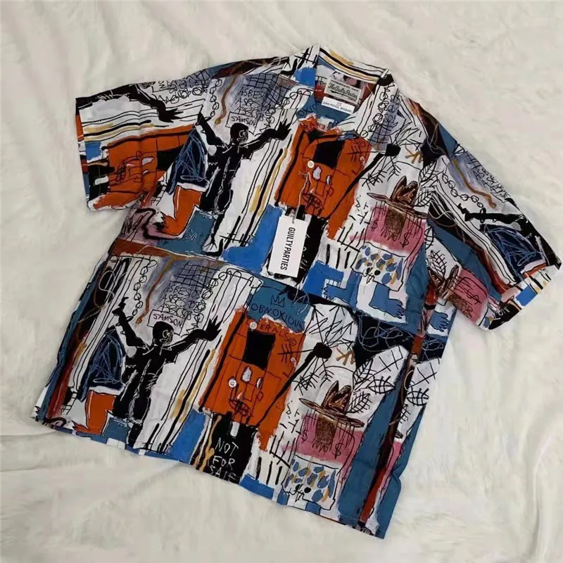 WACKO MARIA Shirt Retro Graffiti Men Women 1:1 WACKO MARIA Men Hawaiian Shirt