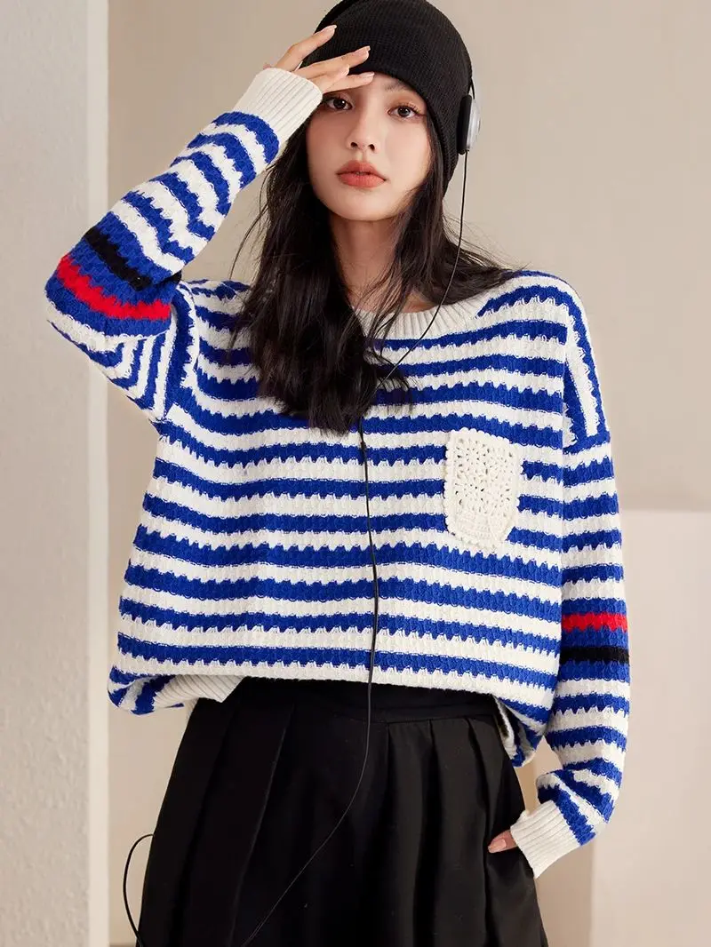 

Зимние свитера BOBOKATEER, женские свитера, повседневный вязаный пуловер в полоску, свитер с длинным рукавом, джемпер, зимний женский свитер