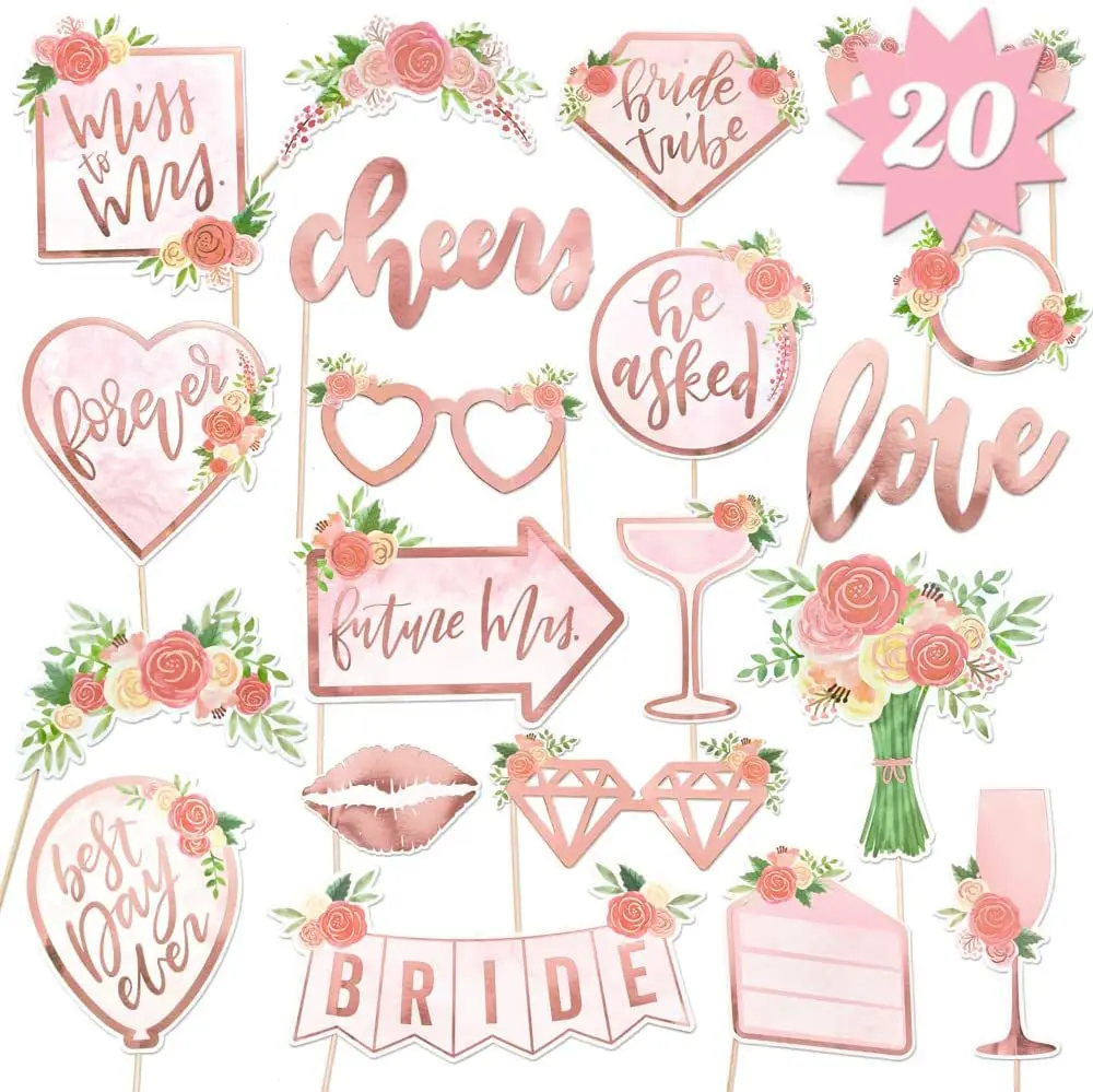 

20PCS Wedding Decoration Bride To Be Photo Booth Props Mr Mrs Just Married Photoprop Baby Bridal Shower Hen Bachelor Party Decor