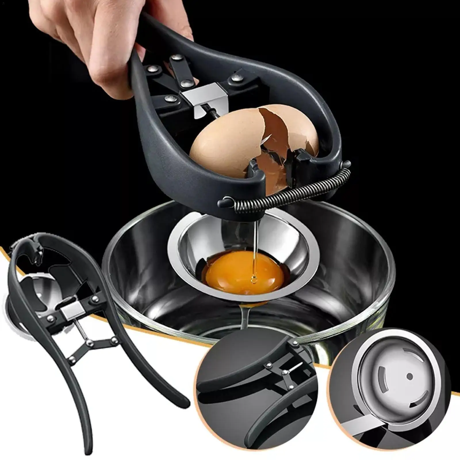 

1 шт. стальной инструмент для открывания яиц, ручные инструменты для яиц, резак для яиц, домашний разделитель яичного желтка, белого яичного ...