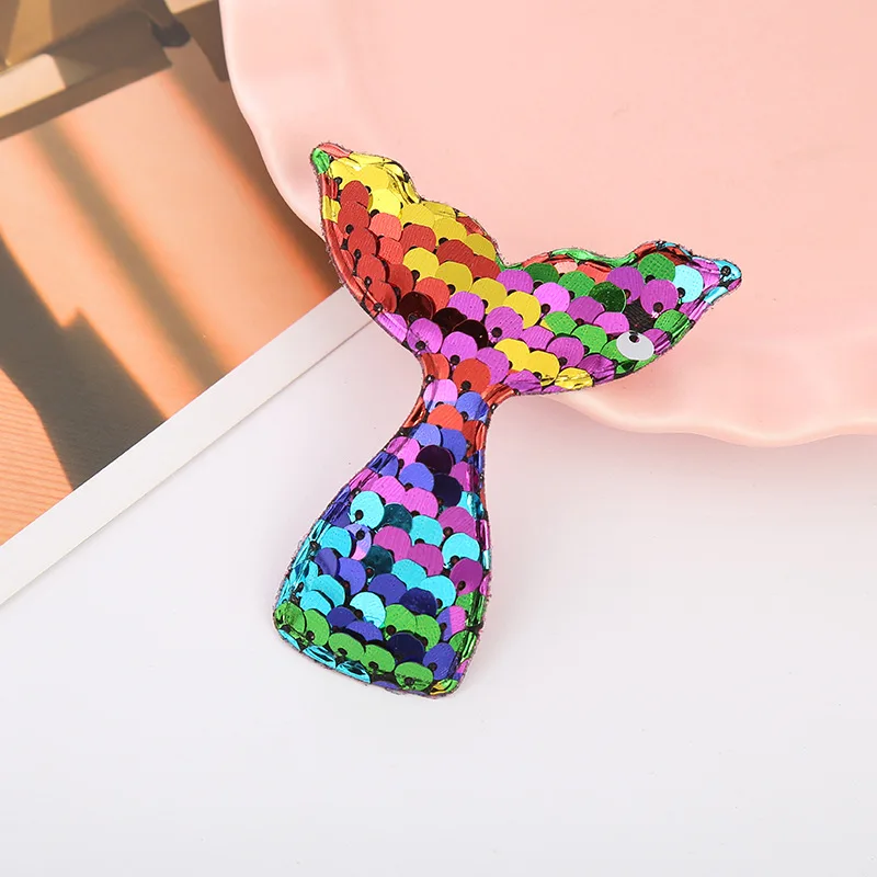 10Pcs Lovely Sequins Mermaid Tail With Shiny Shinning Scrapbook Kawaii DIY Embellishments Jewelry Key Rings Accessories