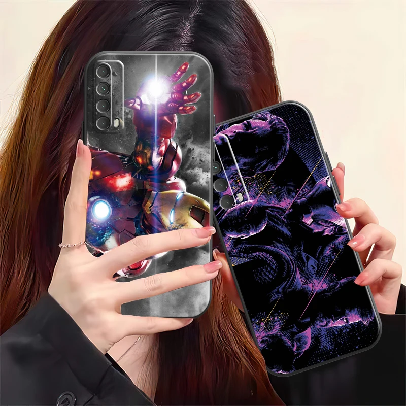 

Popular Marvel Phone Case For Huawei Y7S Y9A Y6 2019 Y7P 2020 Y8S Y7 2019 Y9 2019 Liquid Silicon Carcasa Soft Silicone Cover