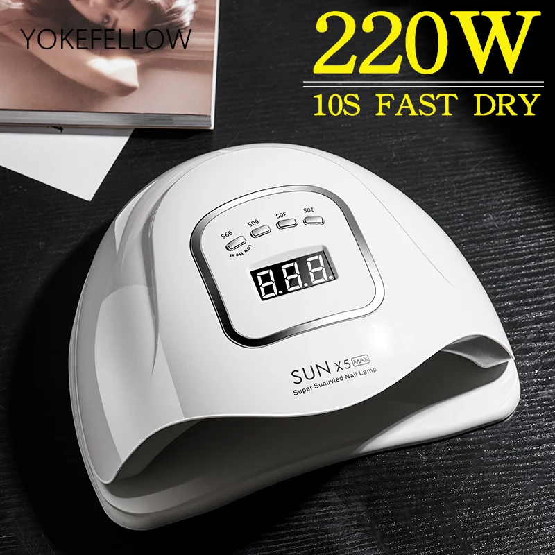 Новинка 2023, мощная УФ-светодиодная лампа для ногтей мощностью 220 Вт, сушилка для ногтей для маникюра, лампа для сушки гель-лака, лампа для сушки ногтей, 10S, лампа для быстрого отверждения