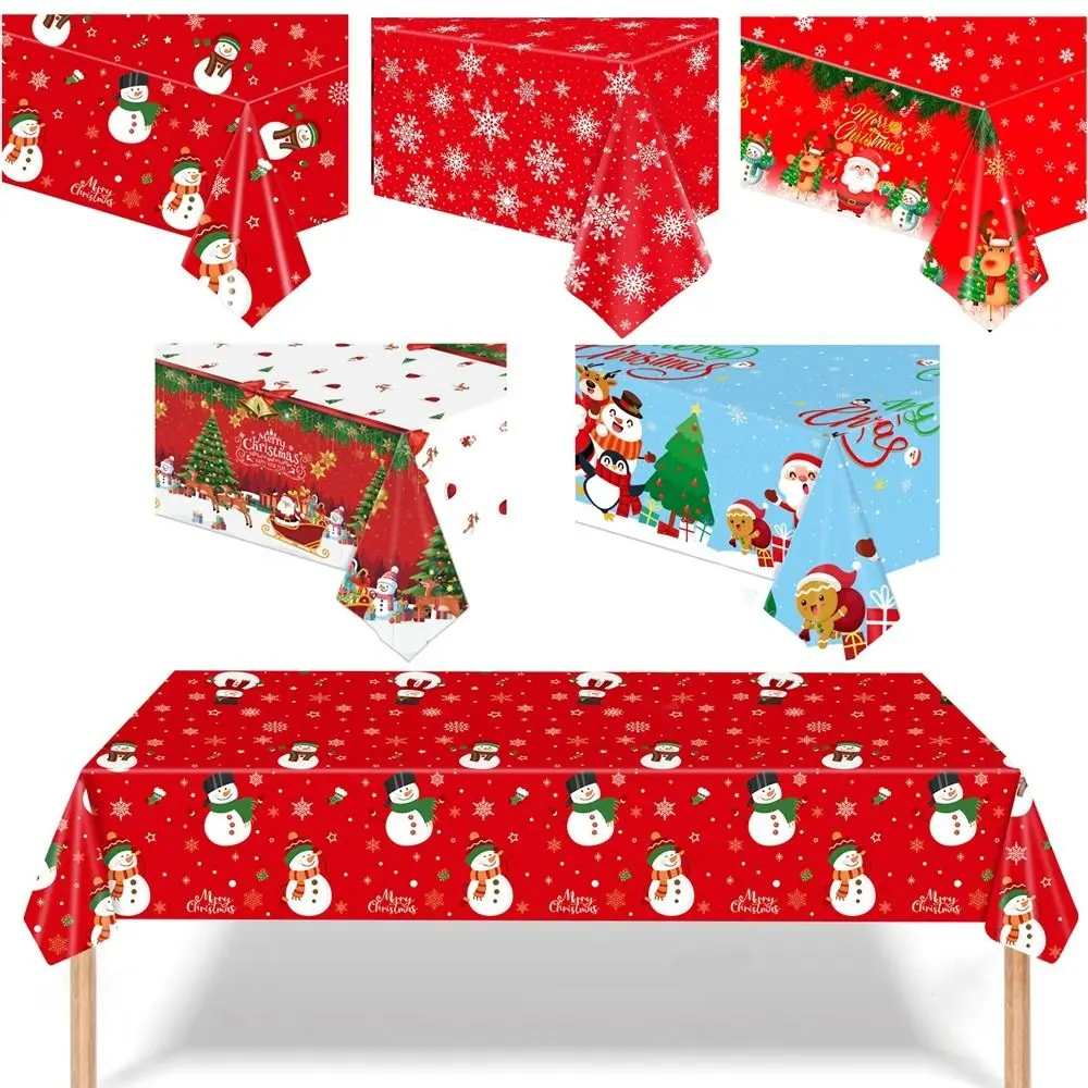 Plastikowy obrus świąteczny bałwanek płatek śniegu jednorazowe obrusy brązująca dekoracja stołu nakrycie boże narodzenie