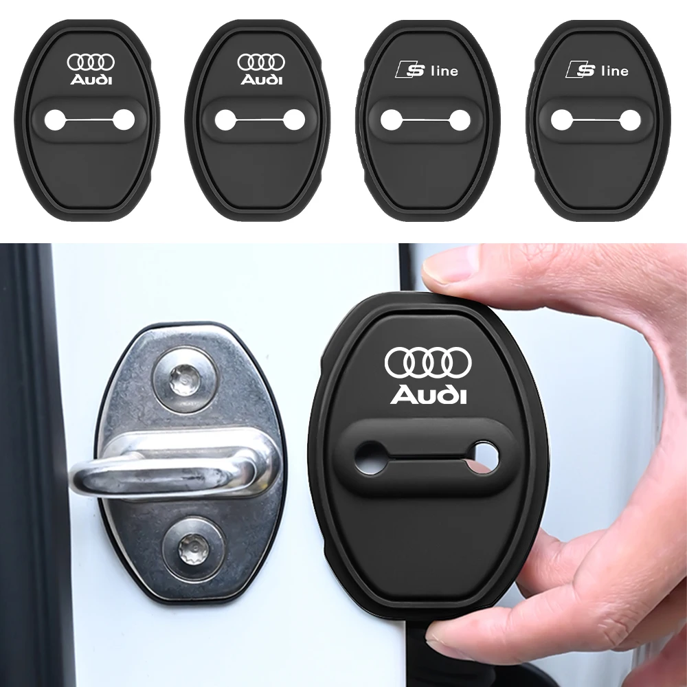 Фото Комплект из 4 защитных накладок на замки дверей автомобиля для Audi Sline TT A1 A2 A3 A4 A5 A6 A7 A8 8P B6 B7 B8 C5 C6 C7 Q5 Q7 Rline S1 S2 S3 S4 S5 S6 №2