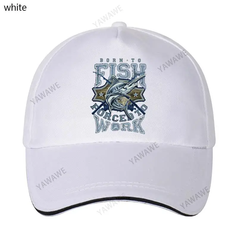 

Vintage Born to FISH Forced to Work Fishing Fisherman Snapback Cap Cotton Man Gifts Novelty Solid Sunhat Boyfriend Caps