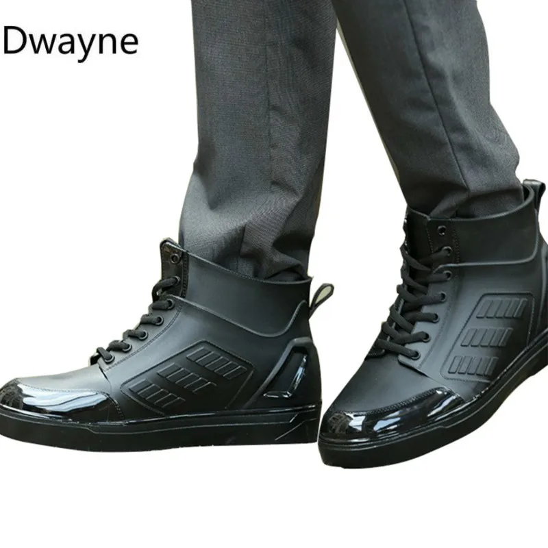 Мужские непромокаемые резиновые ботинки Dwayne черные ботильоны на шнуровке