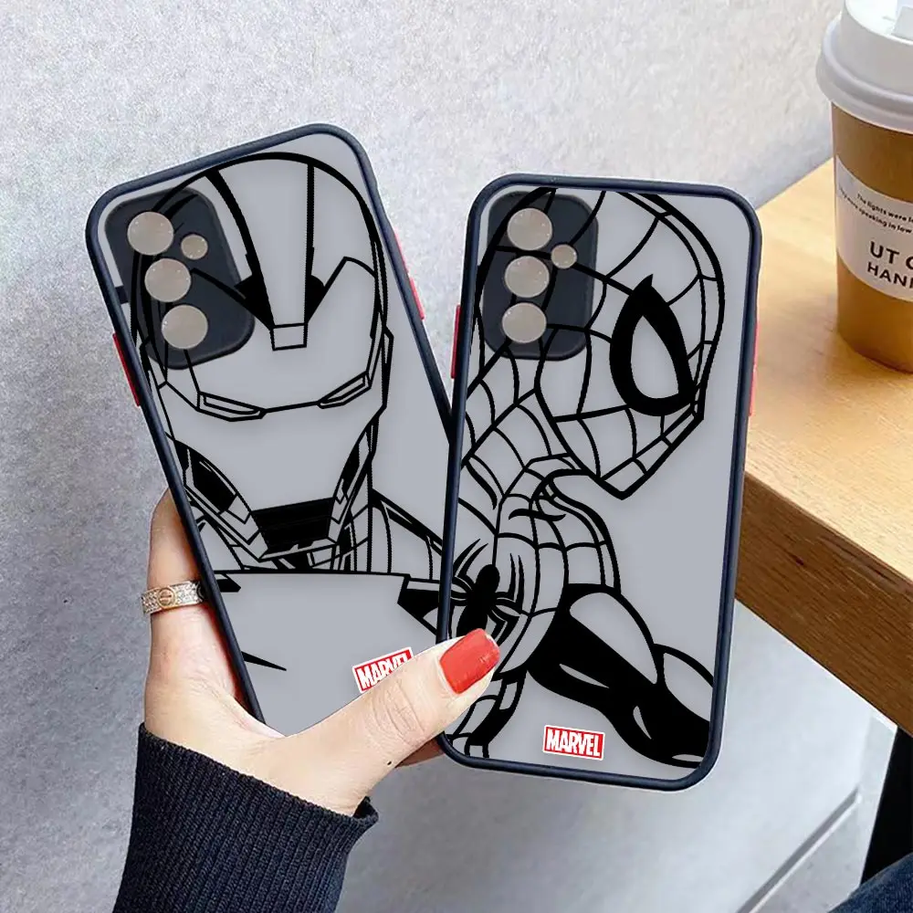 

Marvel Spider-Man Iron Man Sketch Shockproof Case For Samsung M52 M33 M32 J7 J6 PLUS J4 J8 M10 M20 M23 M30S M31 M51 M62 5G Case