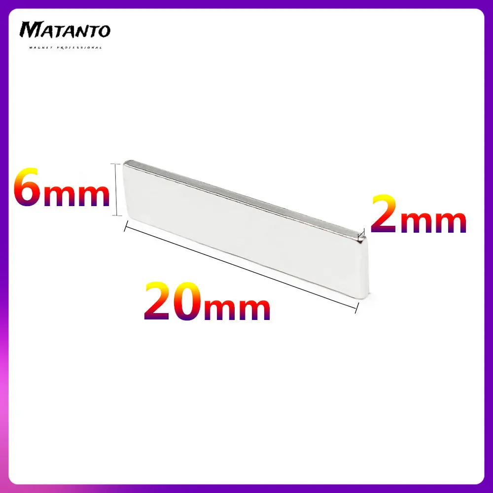 

10/20/30/50/100/200PCS 20x6x2 Block Strong Powerful Magnets N35 Rare Earth Neodymium Magnet 20x6x2mm Permanent Magnet 20*6*2