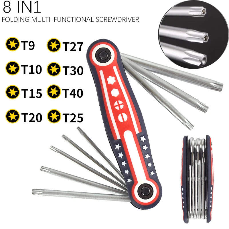 

8 In1 Folding Multi-functional Screwdriver Set Bicycle Repair Tool Tire Repair Tool Portable Repair Tool Screwdriver Wrench Set