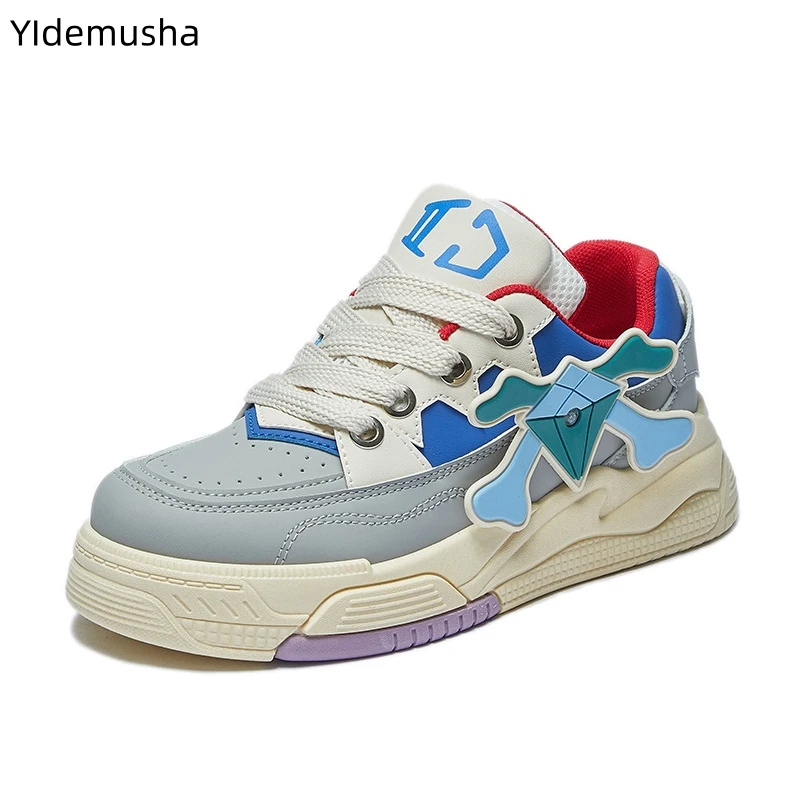 

2023 New Women Leather Shoes Spring Designer Classic Sprot Casual Sneakers Autumn Fashion Lace-up Running Shoes Zapatos De Mujer