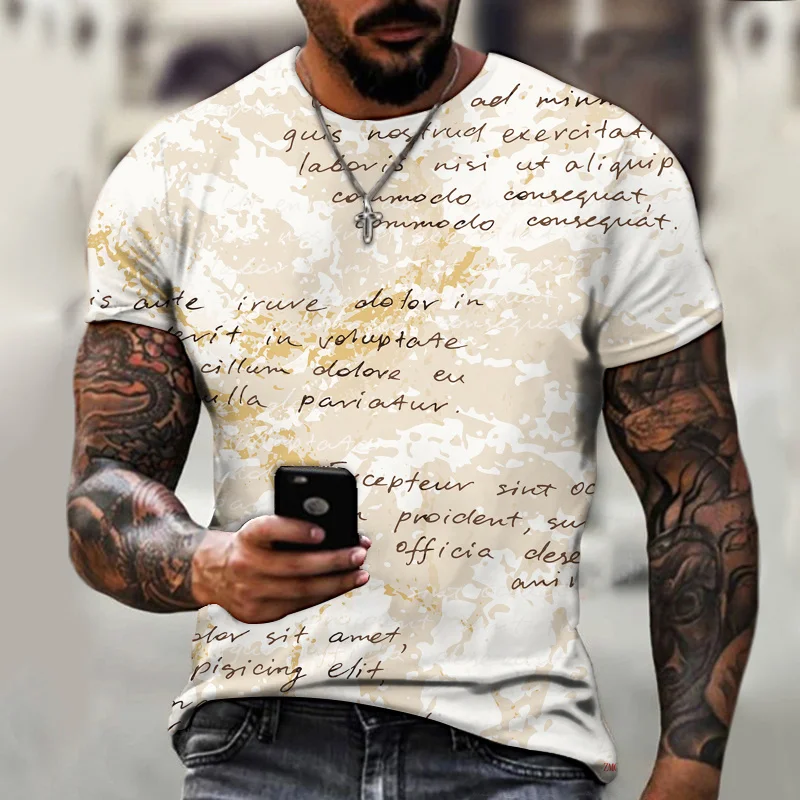 

Sexy Designer Original Letter Print T-Shirt Men's Summer Round Neck Short Sleeve Street Fashion Oversized T-Shirt Large Size 6XL