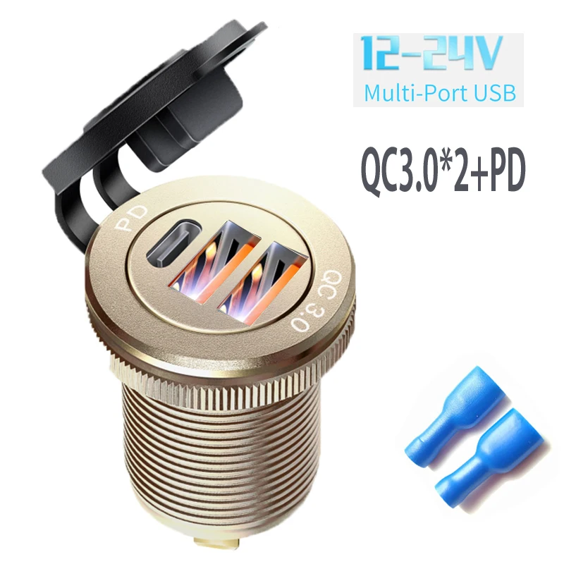

Tomada USB 12 В автомобильный USB-порт для зарядки Quick Charge 3.0 USB-розетка для 12 В 24 В автомобиля, грузовика, мотоцикла, автофургона, морского мотоцикла