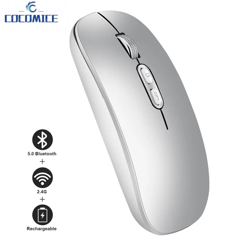 

2.4G+BT5.1 Wireless Dual-mode bluetooth Mouse Ergonomic Office Mice 3-gear Adjustable DPI Built-in 500mAh Lithium Battery