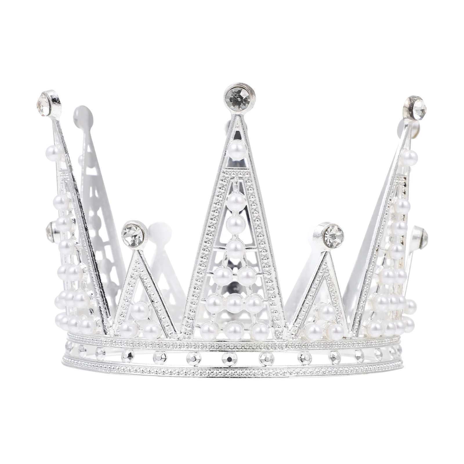 

Caketopperdecorations Women Birthday Baby Decor Pearlsdecoration Silver Tiara Kids Hat Party Headdress Headband Headbands Prop